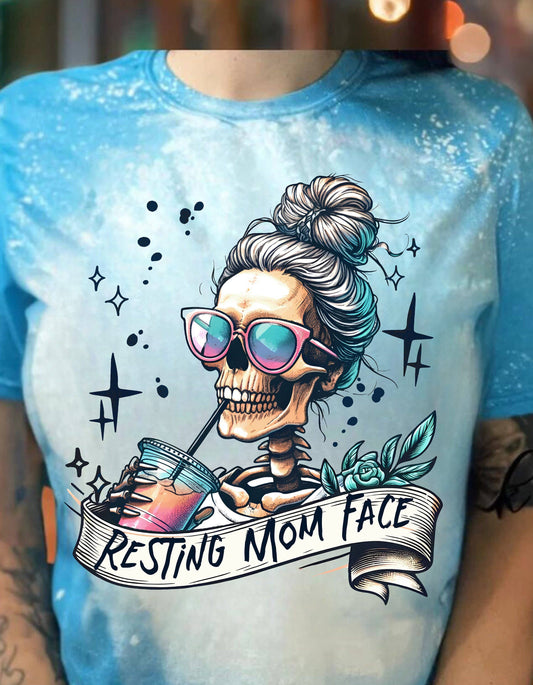 Resting Mom Face Bleached T-Shirt - Funny Sarcastic Mama Tee