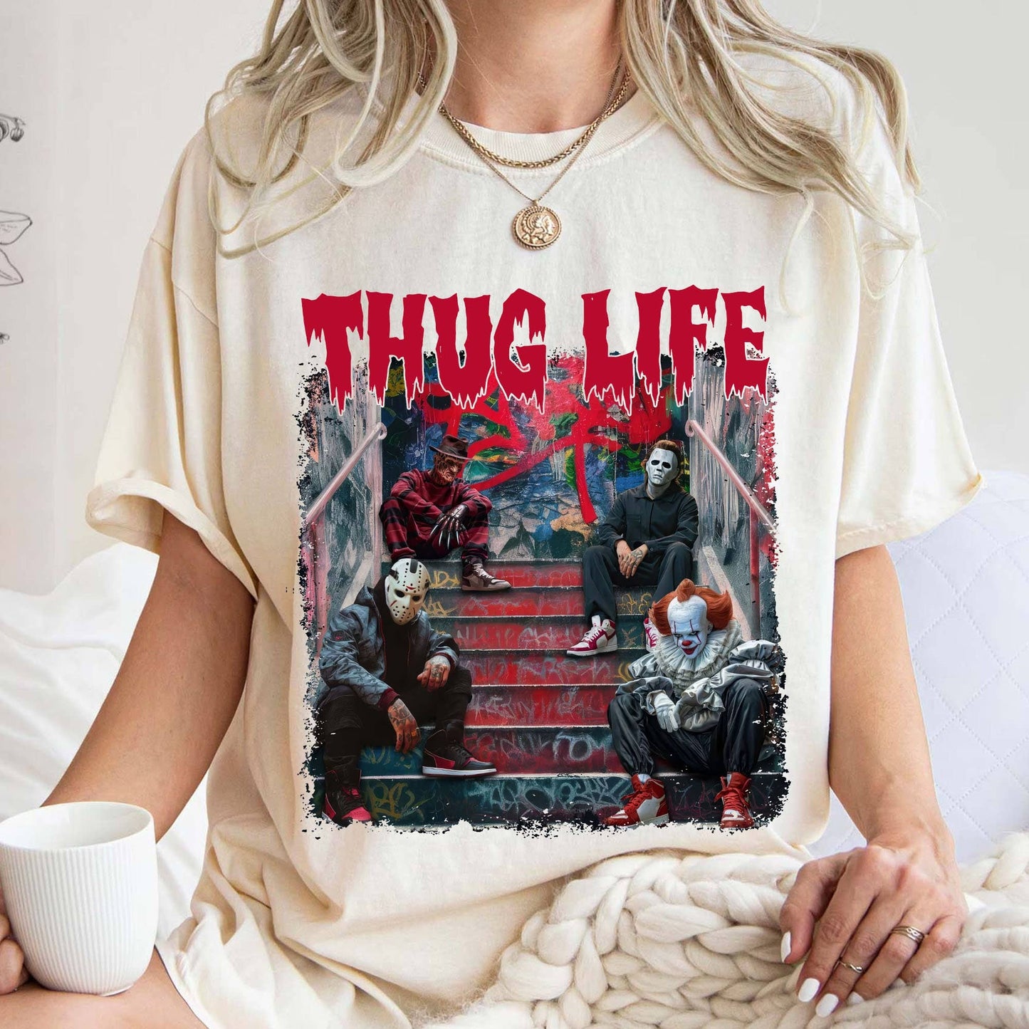 Thug Life Horror Movie Shirt - Retro Scary Halloween Tee
