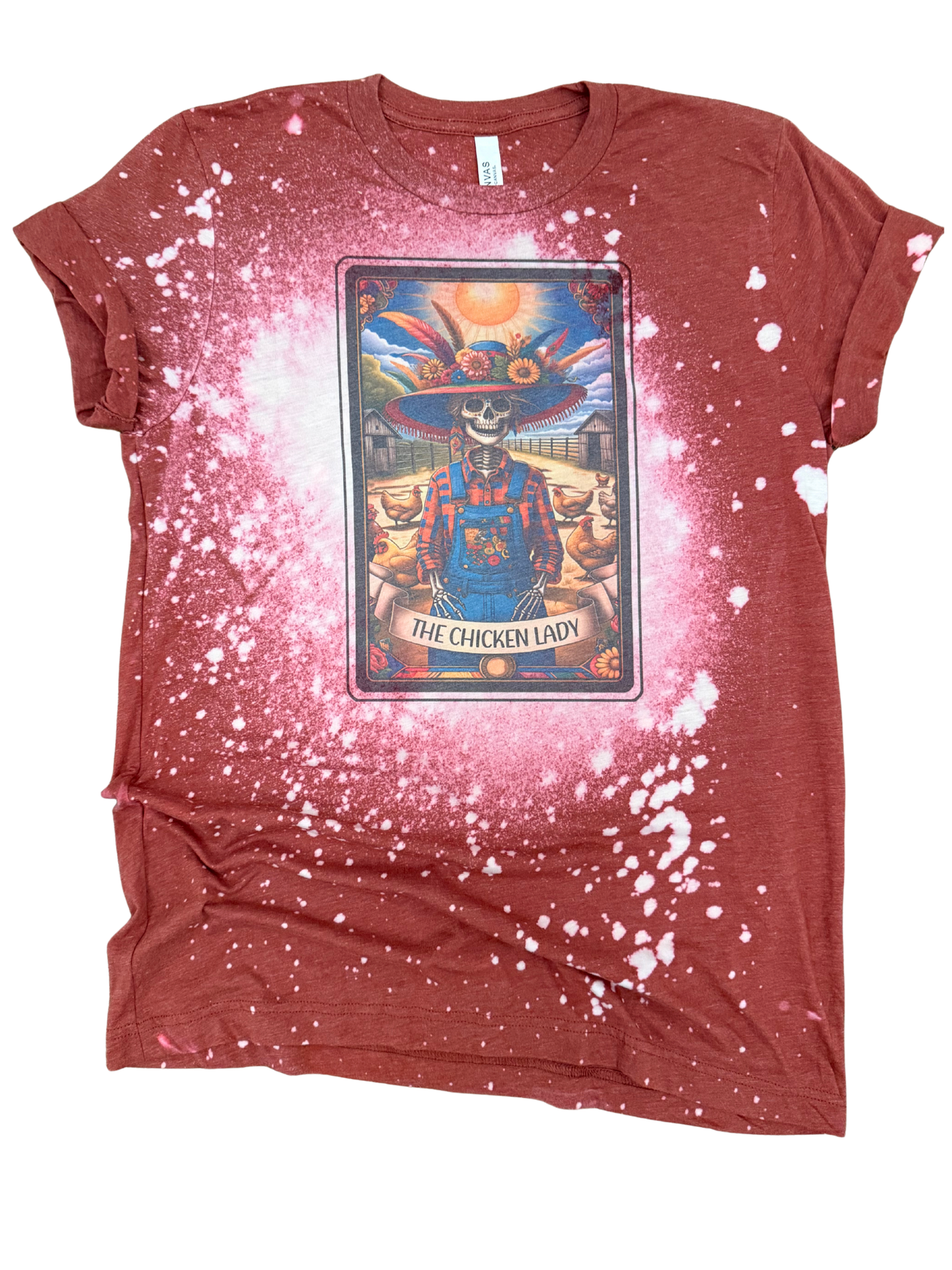 The Chicken Lady – Tarot Card Bleached Tee