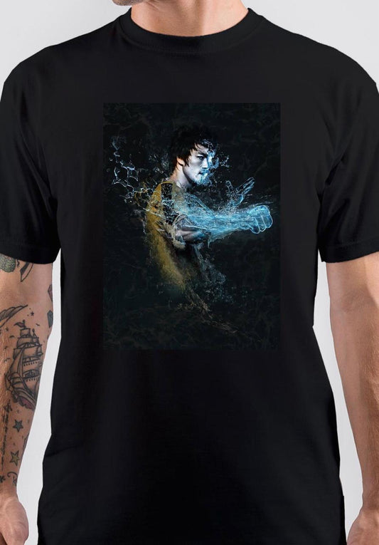 Bruce Lee Water Poster Black T-Shirt