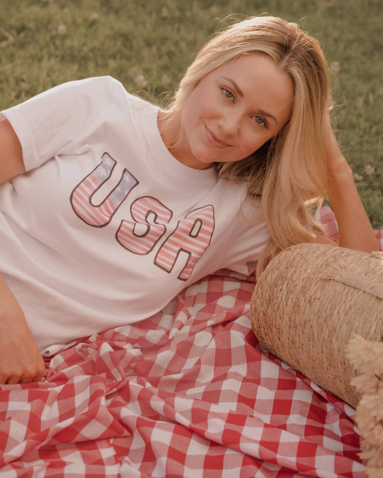 4th of July USA Stars & Stripes White Ellie Perfect Tee