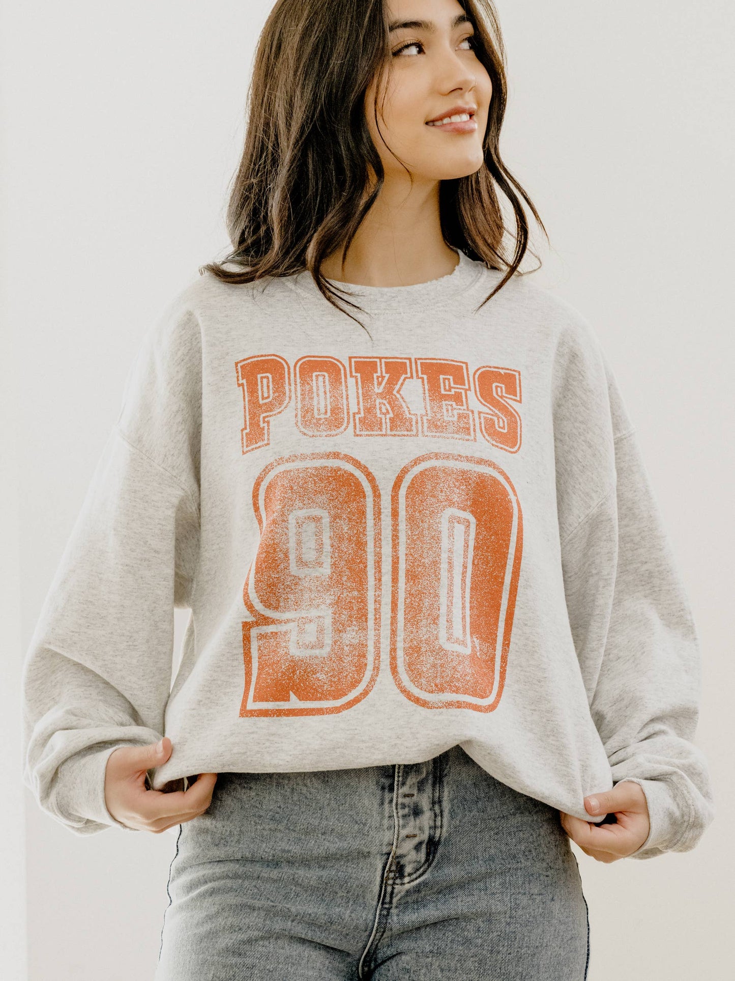 Osu Cowboys Player Ash Gray Thrifted Sweatshirt