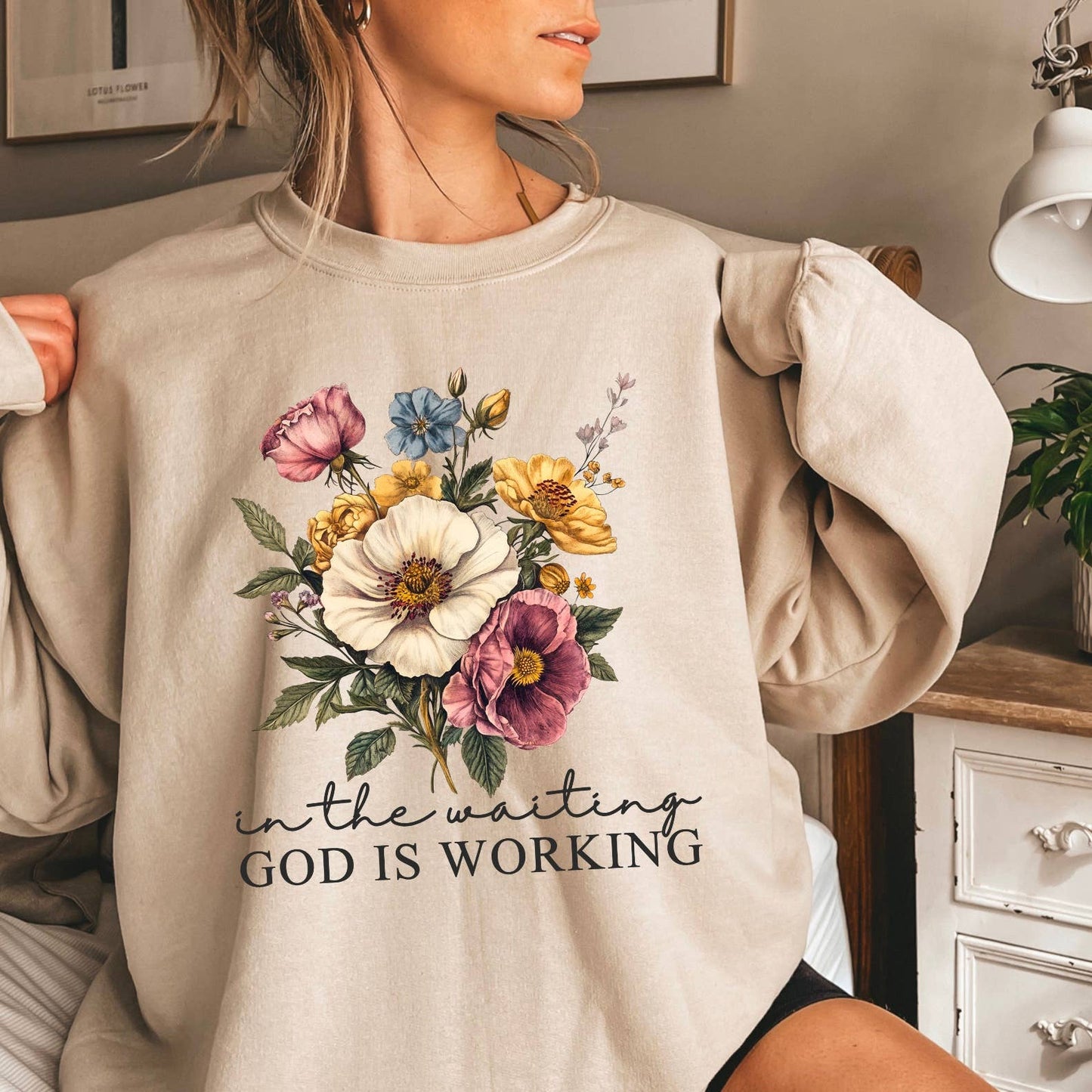 In the Waiting Christian Graphic Sweatshirt | Christian