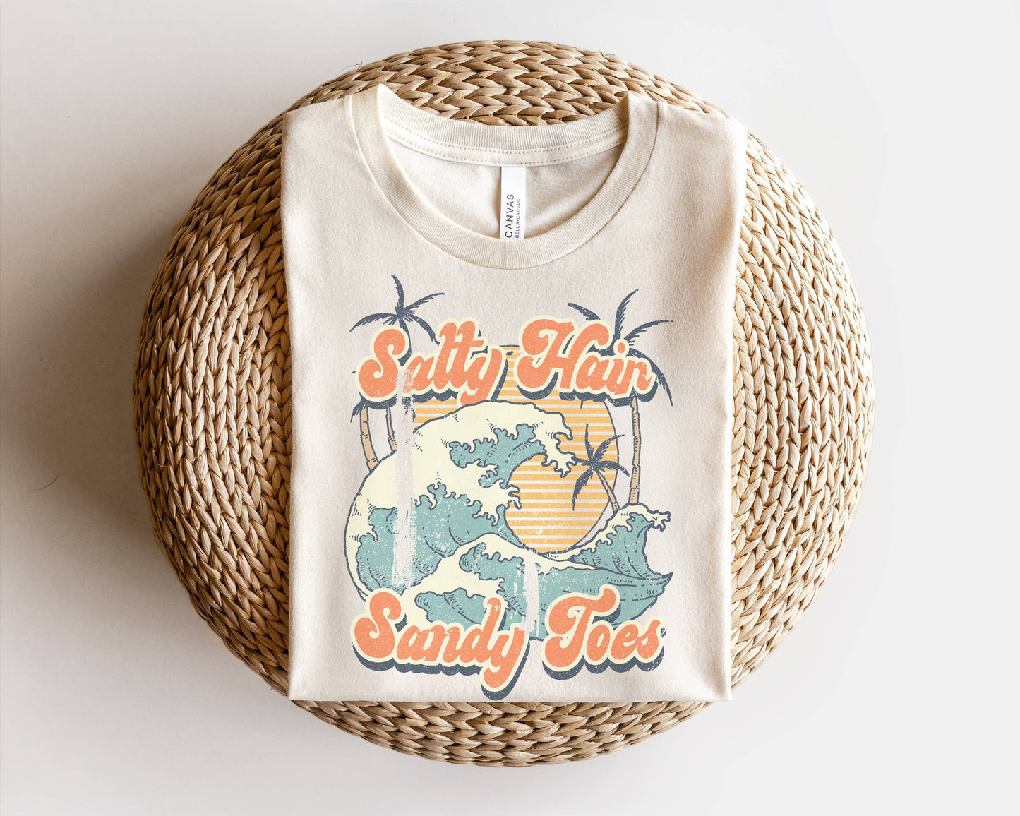Salty Hair Sandy Toes Retro Tee | Beachy Vibes Tee