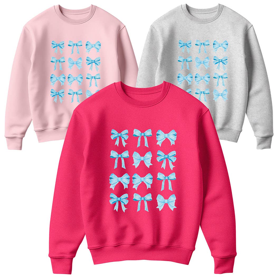 Variety Ribbon Bows Print Fleece Sweatshirt