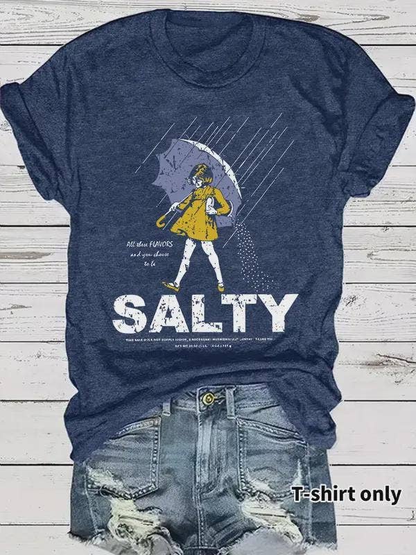 Vintage Salty Girl Tee - Trendy Umbrella Top