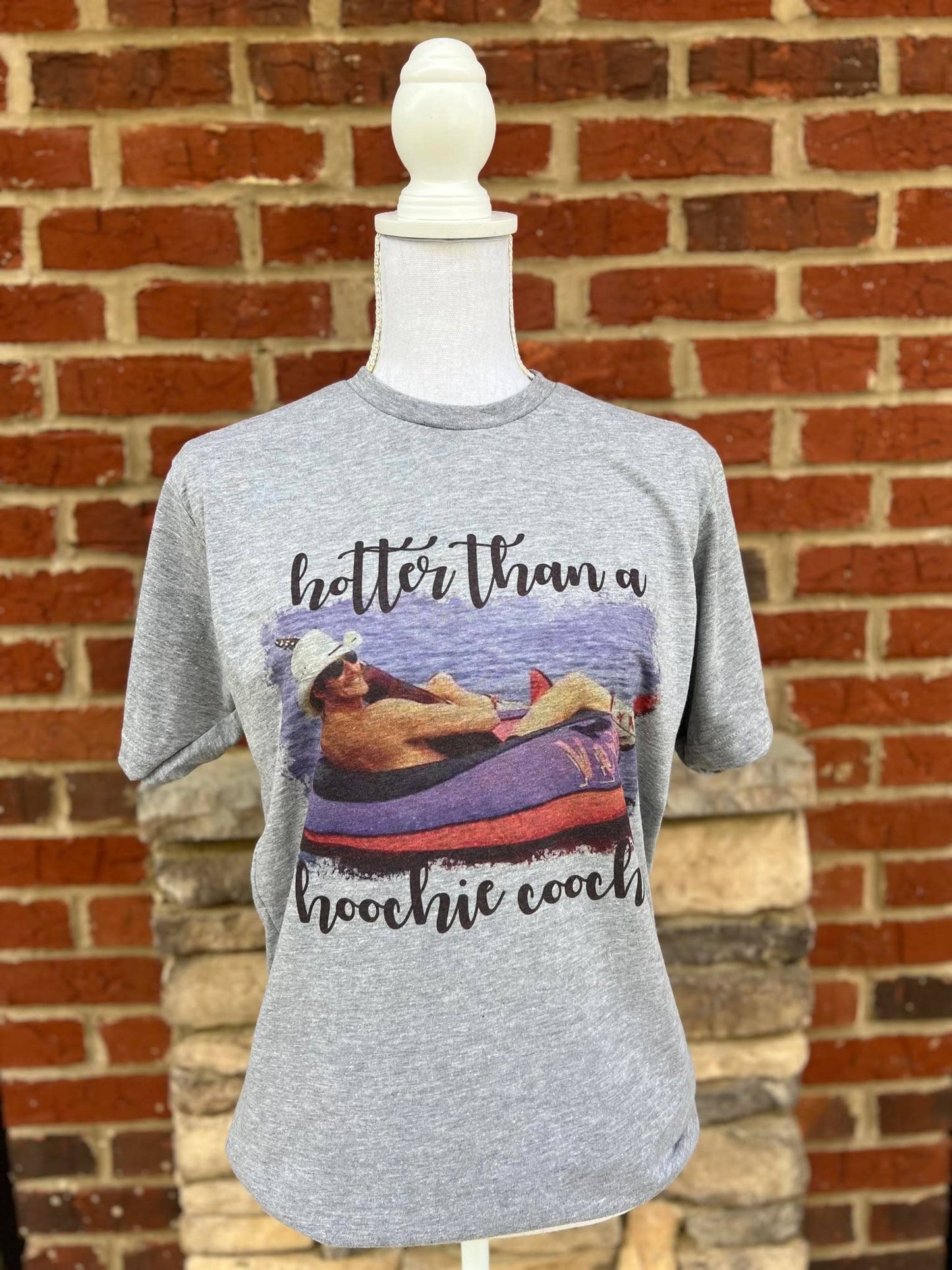 Hotter Than A Hoochie Coochie On Tultex Gray Tee