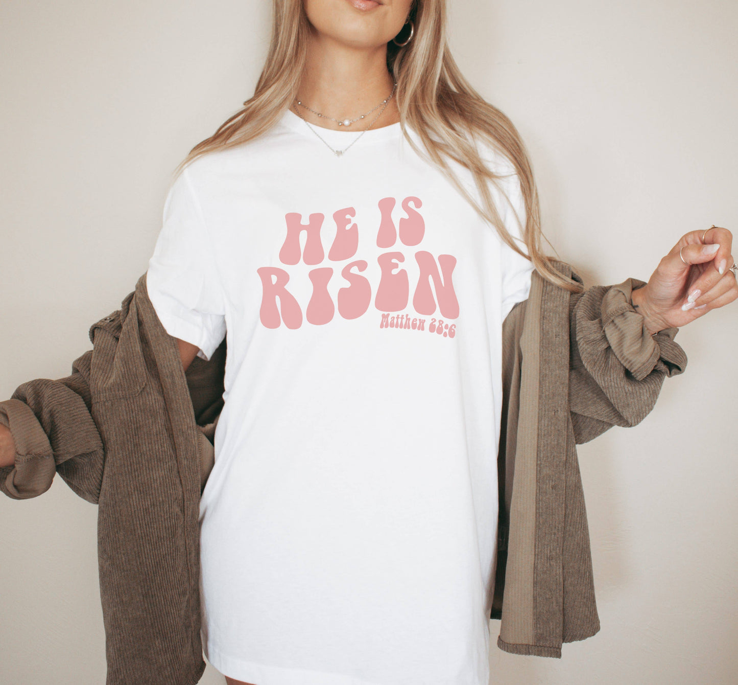Retro Wave He Is Risen Easter Graphic Tee