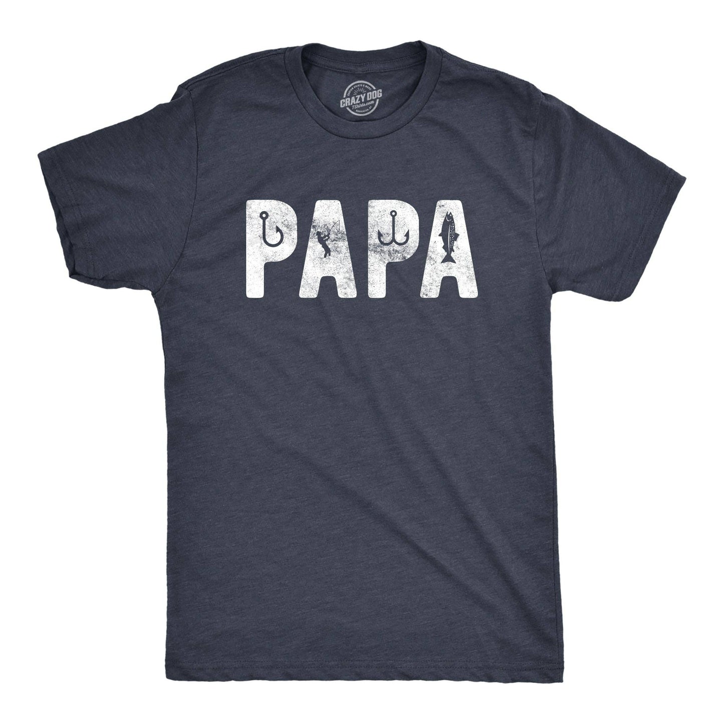 Papa Fishing Men's Tshirt Father's Day Graphic Tee Western T