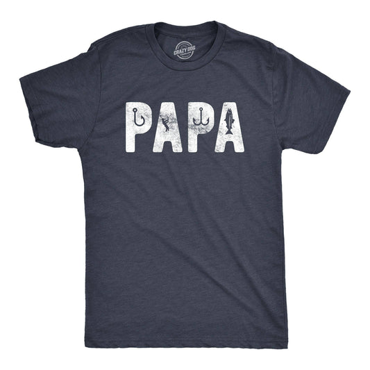 Papa Fishing Men's Tshirt Father's Day Graphic Tee Western T
