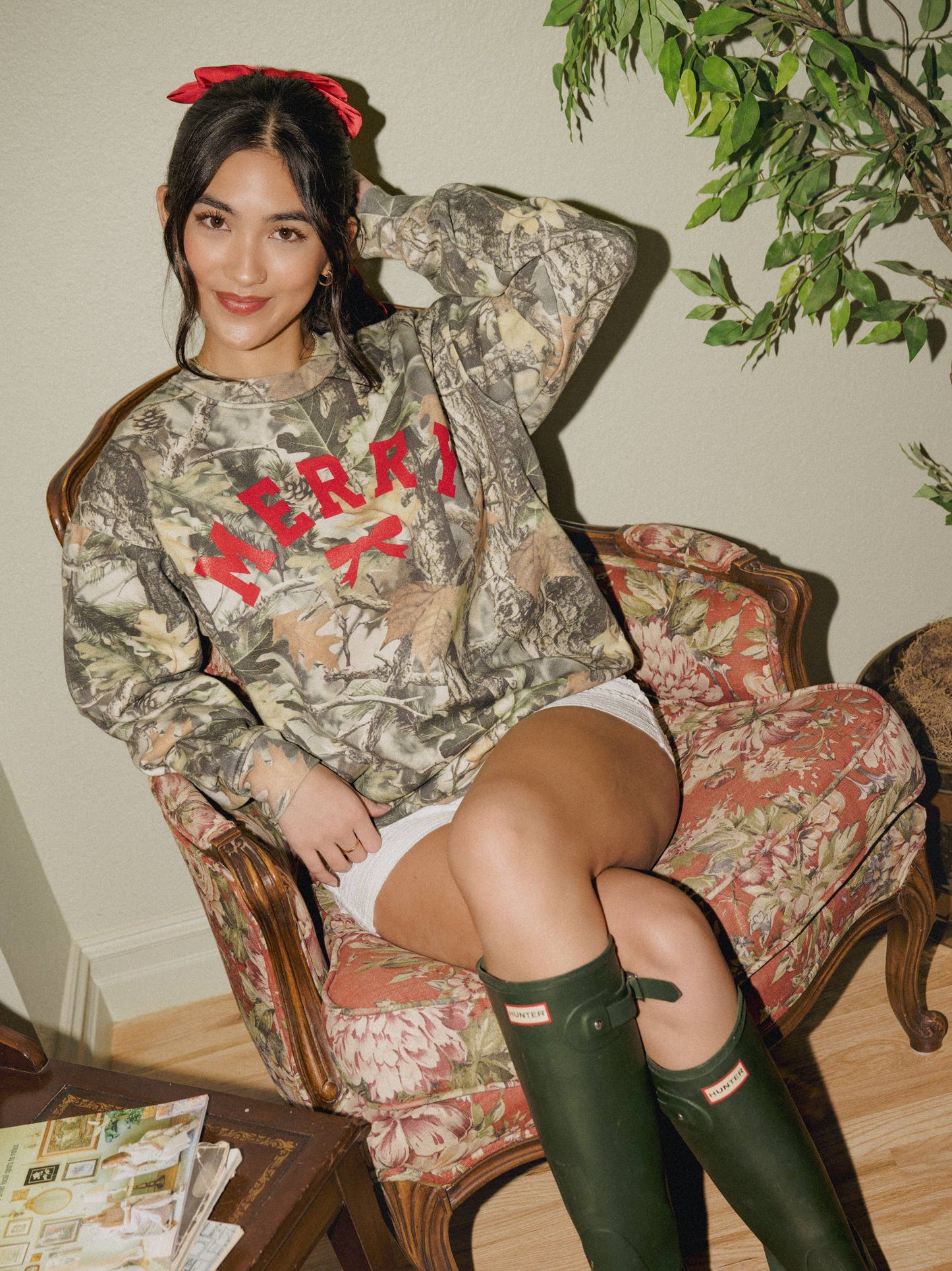 Merry Bow Holiday Christmas Camo Sweatshirt