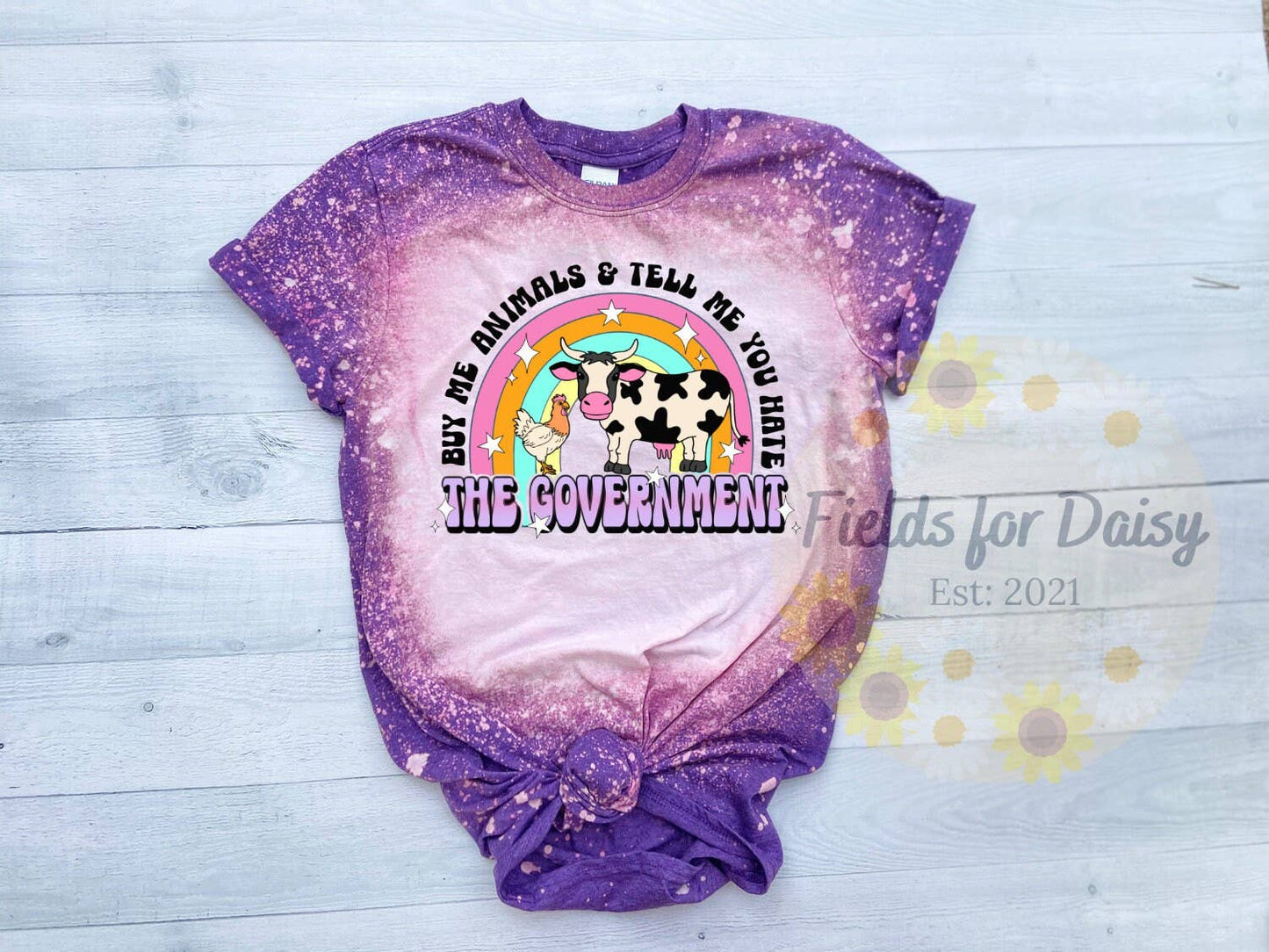 Buy Me Animals – Bleached T-Shirt, Fun Animal Lover Tee