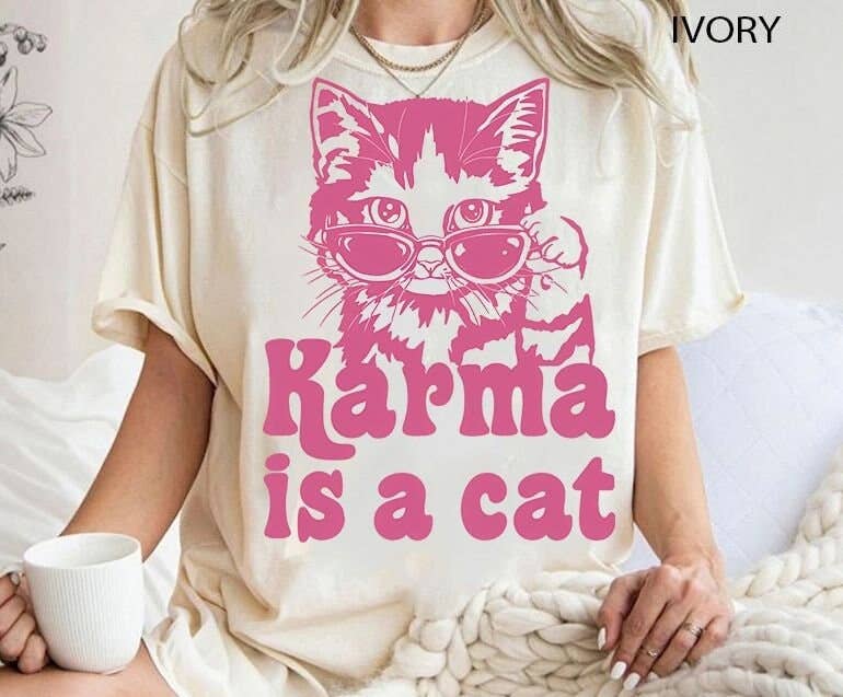 Swiftie Cat Shirt - Karma Is A Cat, Eras Lover Tee