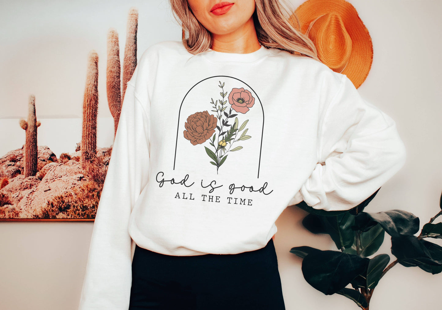 God Is Good Floral Crew Neck Sweatshirt