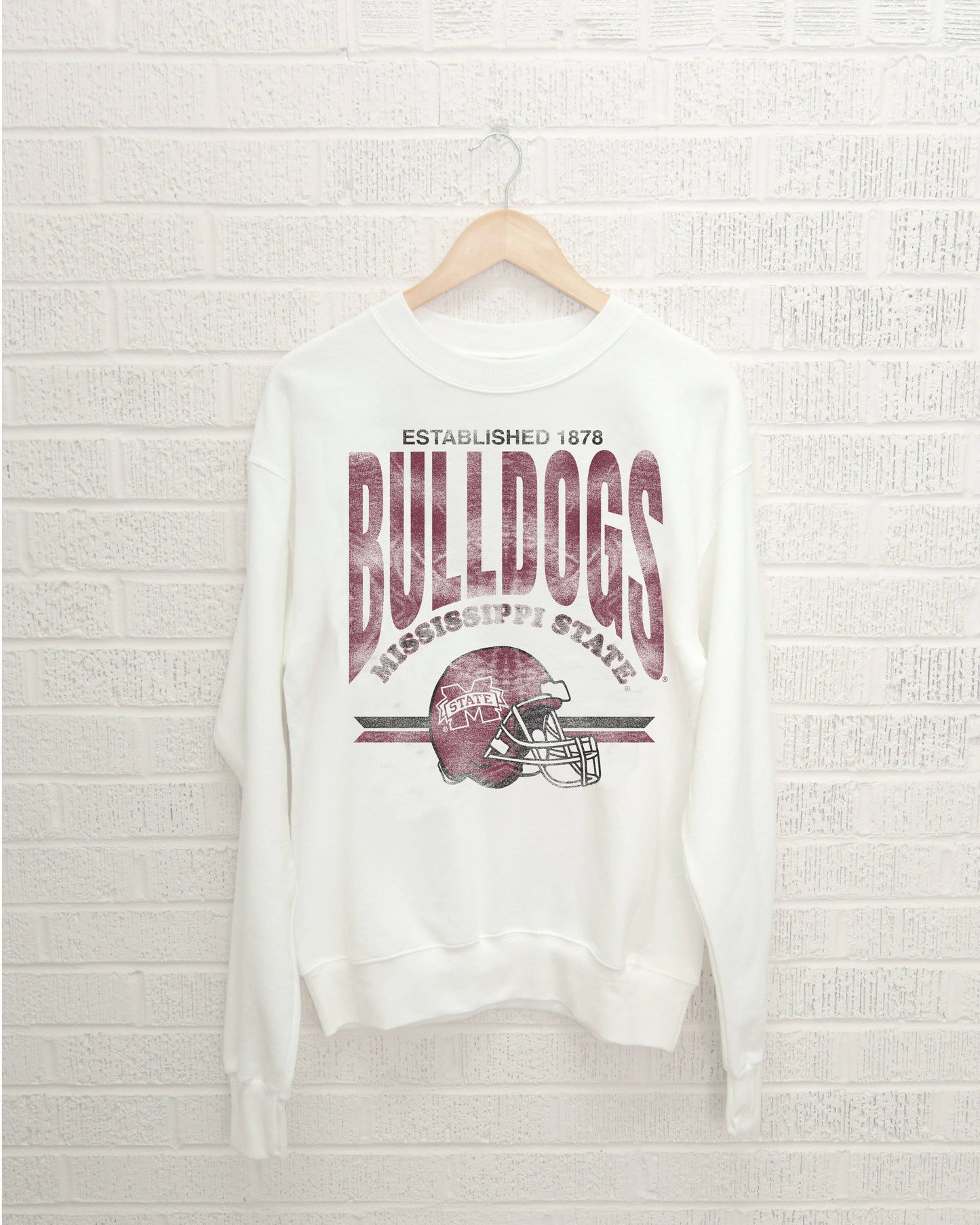 Mississippi State Bulldogs Est. Helmet Thrifted Sweatshirt