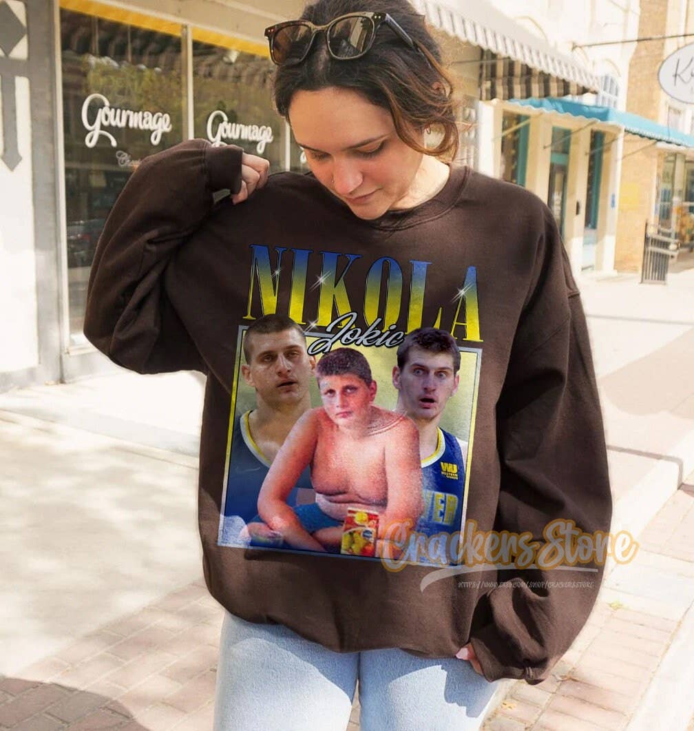 Nikola Jokic Basketball Graphic Sweatshirt Classic 90s Vinta