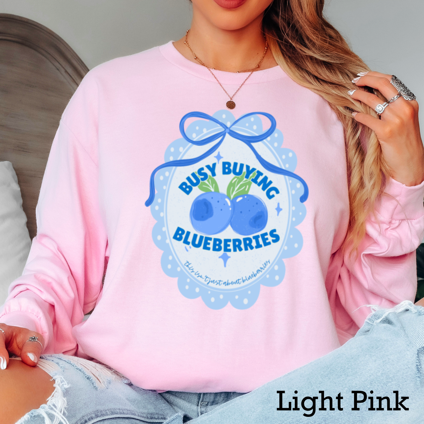 Busy Buying Blueberries Coquette Long Sleeve Shirt| Gildan