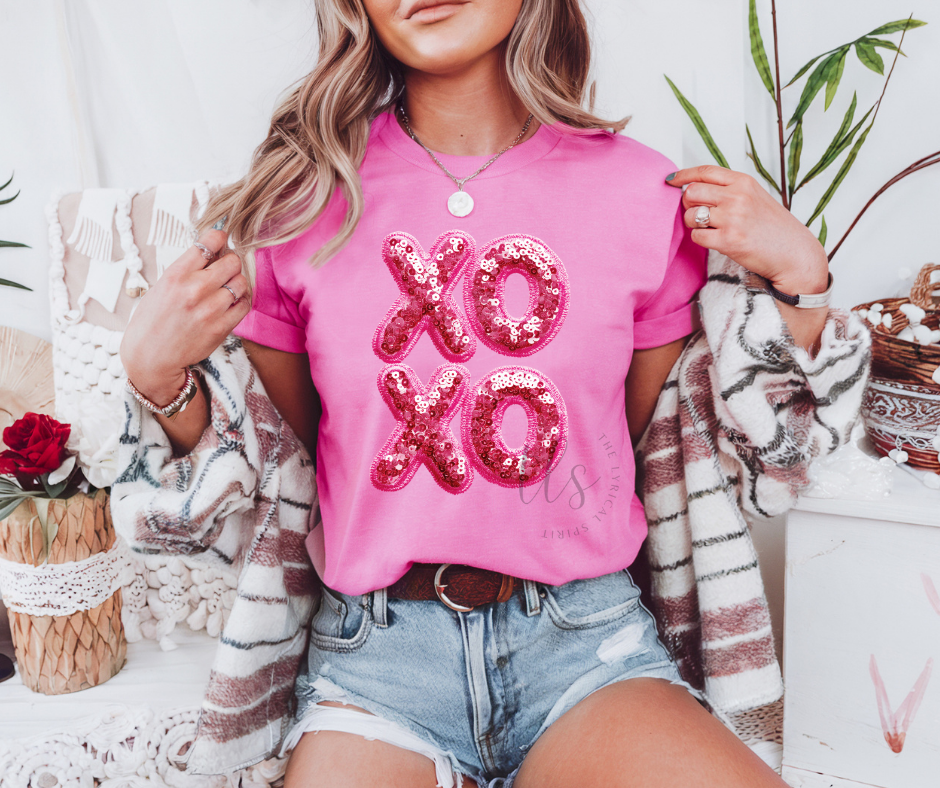 Xoxo Faux Sequin Valentine's T-Shirt