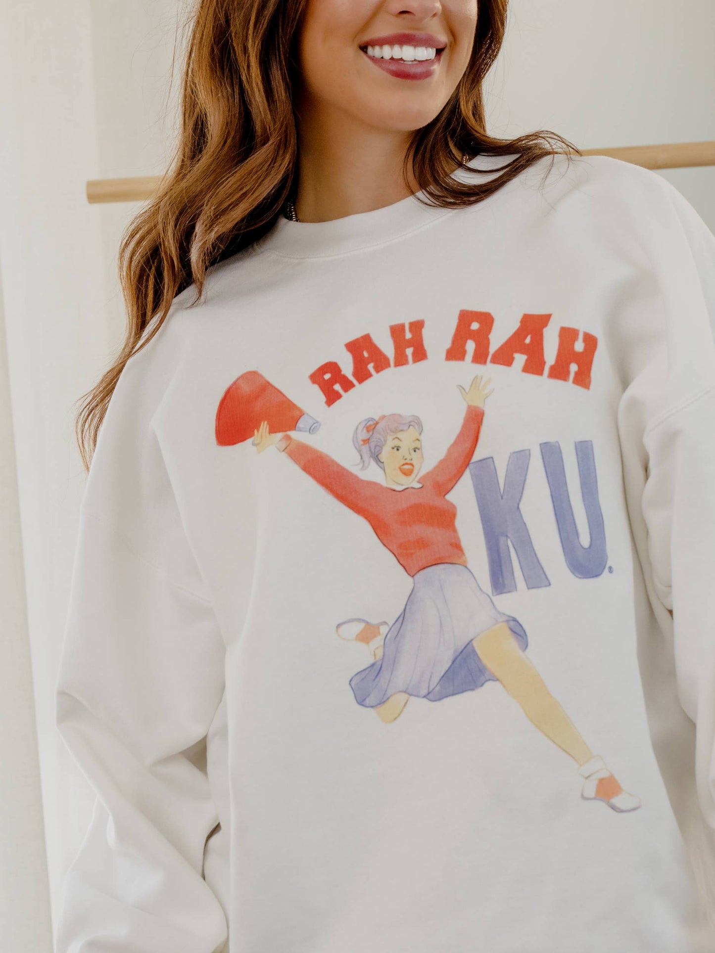 Ku Kansas Jayhawks Rah Rah White Sweatshirt