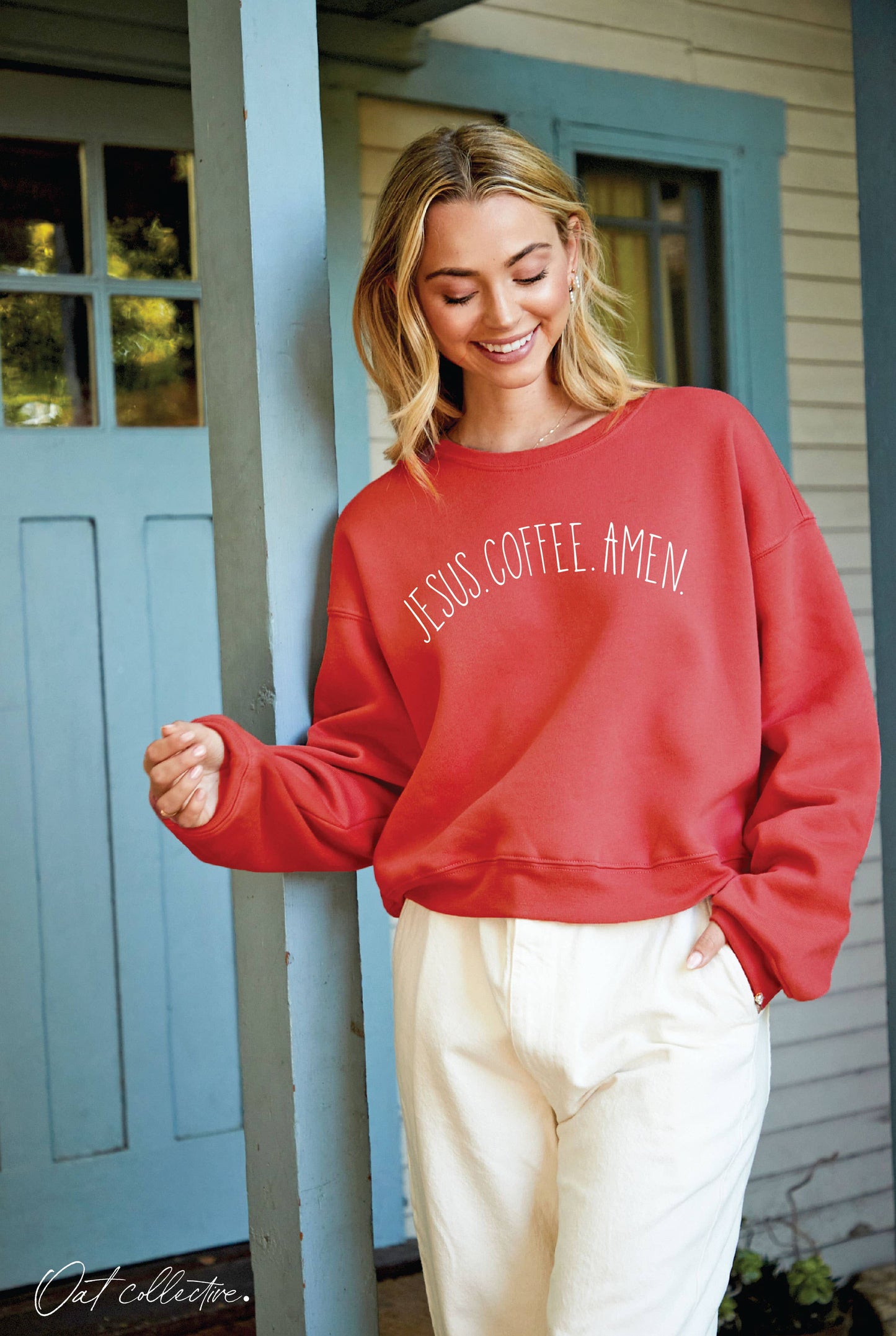 Jesus Coffee Amen  Mid Graphic Sweatshirt