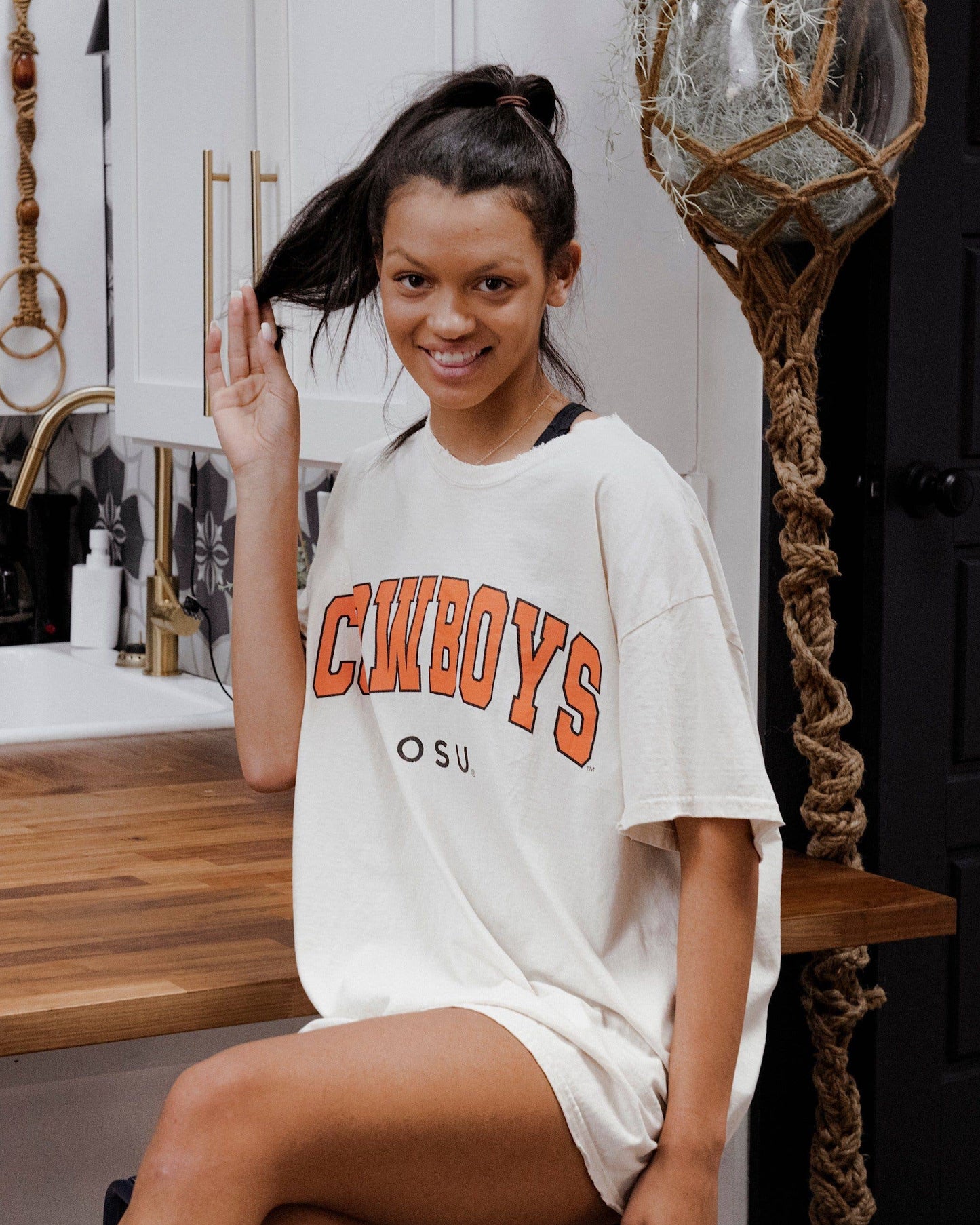 Osu Cowboys Filled Gault Off White Thrifted Tee