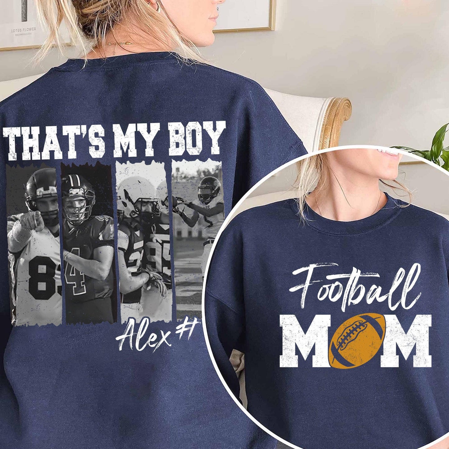 Personalized Football Mom Shirt with Name and Number