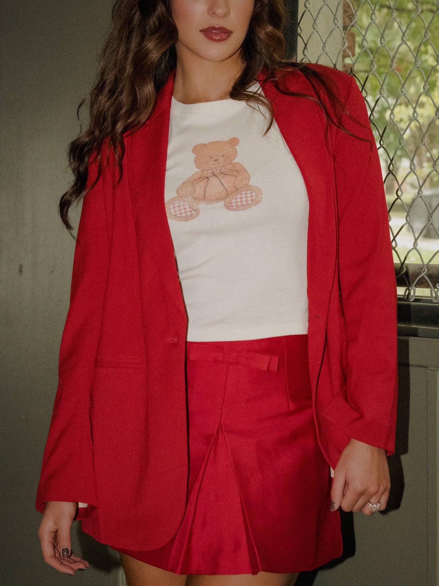 Basketball Bear Off White Ls Micro Cropped Tee