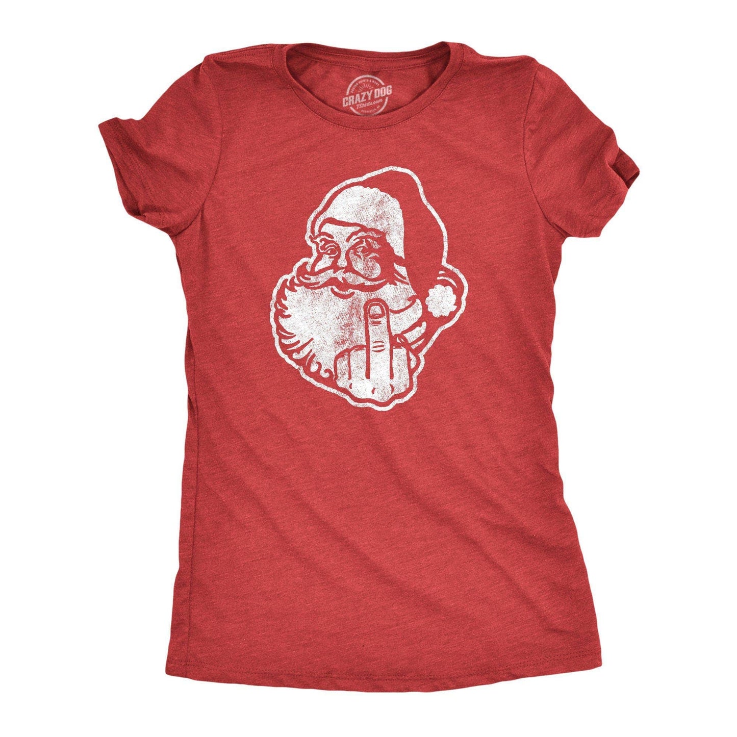 Middle Finger Santa Women's Tshirt Christmas Graphic Tee