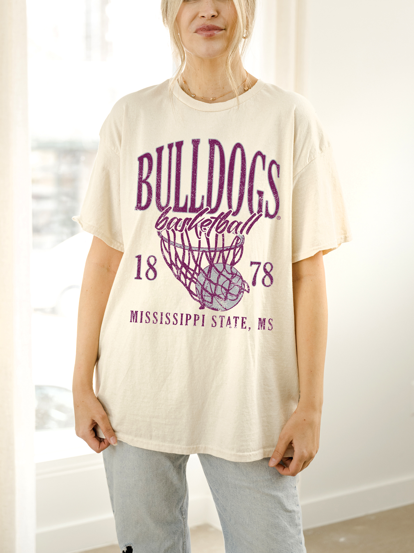 Mississippi State Bulldogs Big Basketball Thrifted Tee