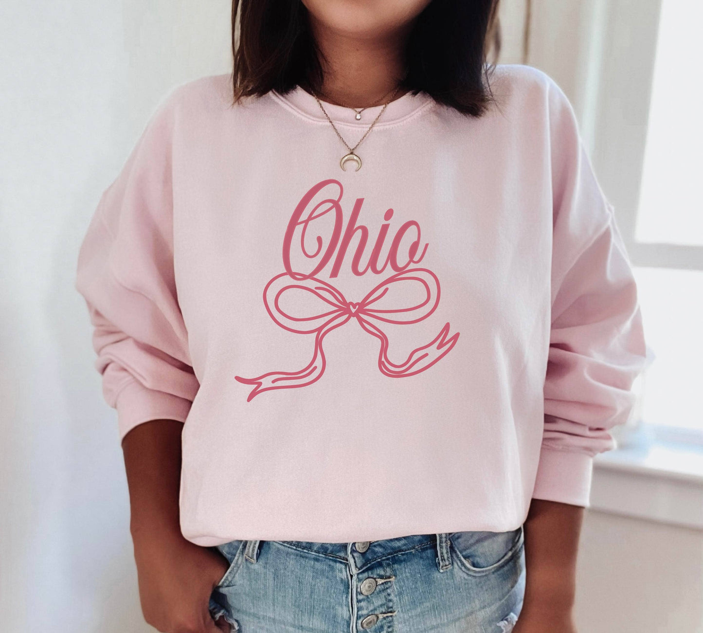 Bow Sweatshirt, Ohio Sweatshirt, Coquette, Girly