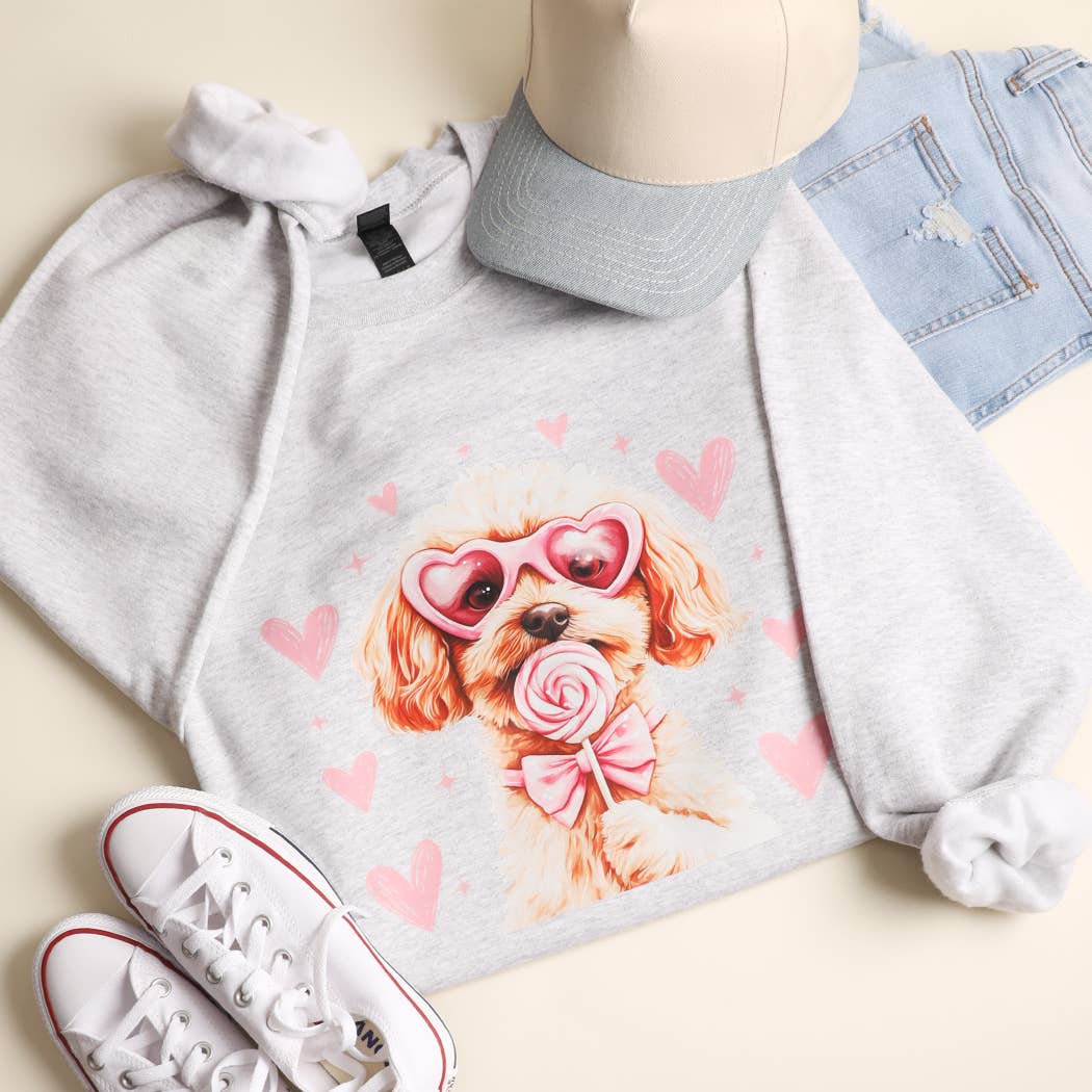 Lollipop Poodle Valentine Heavyweight Sweatshirt