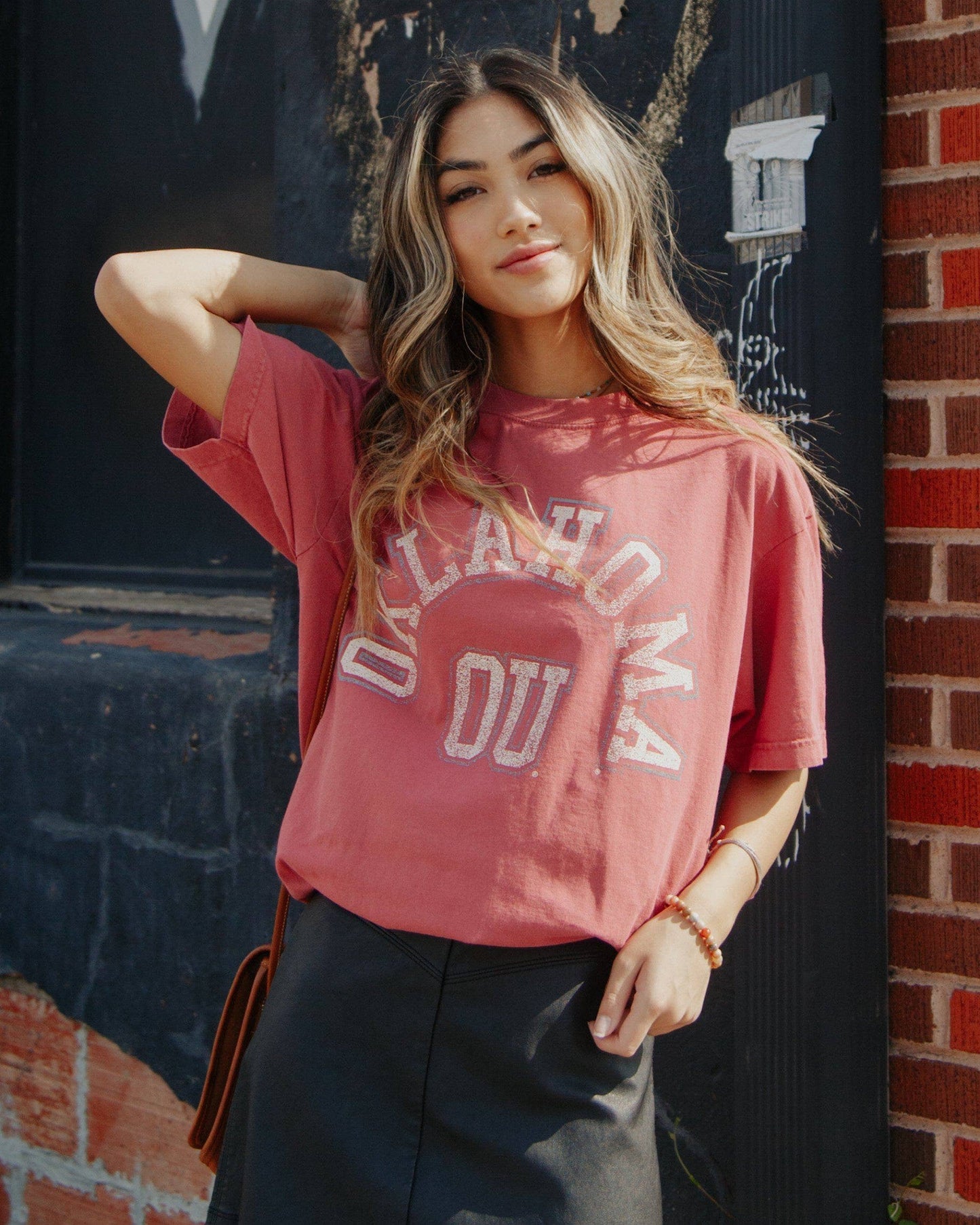Ou Oklahoma Sooners Mega Arch Crimson Comfort Colors Tee