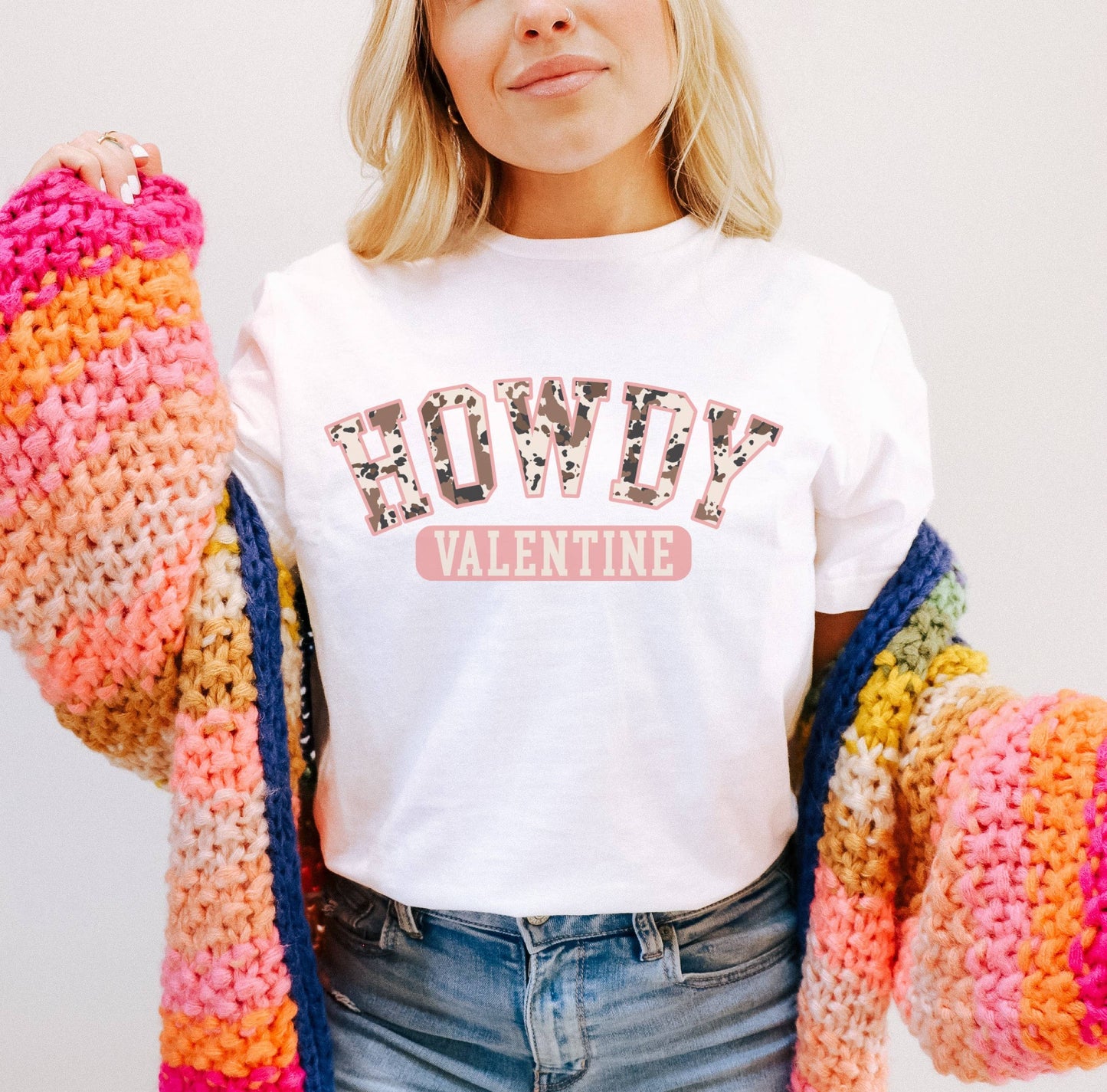 Howdy Valentine Cow Print Tee | Valentines Day Graphic Tee