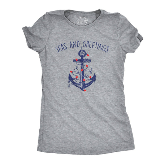 Seas and Greetings Women's Tshirt Christmas Graphic Tee