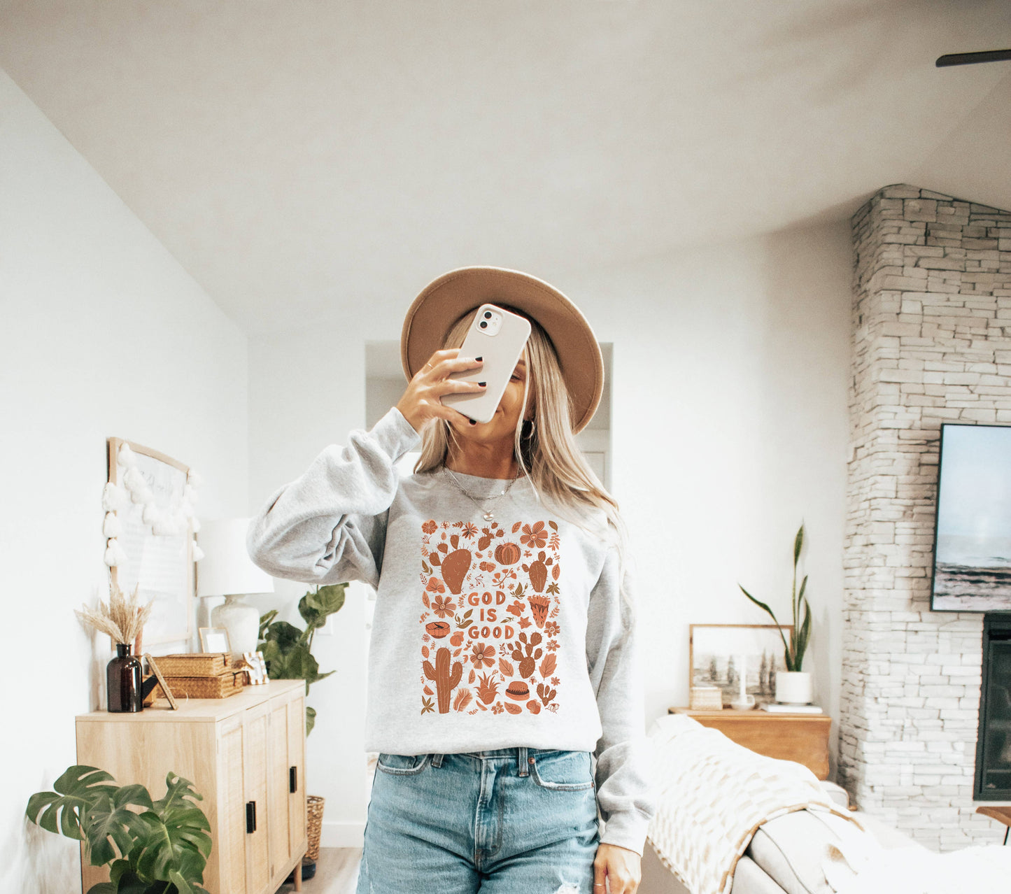 Retro Fall God Is Good Fall Crew Neck Sweatshirt