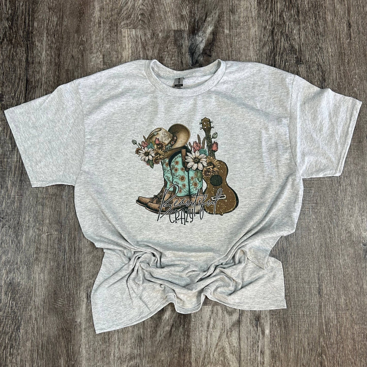 Beautiful Crazy On Ash Gray Tee