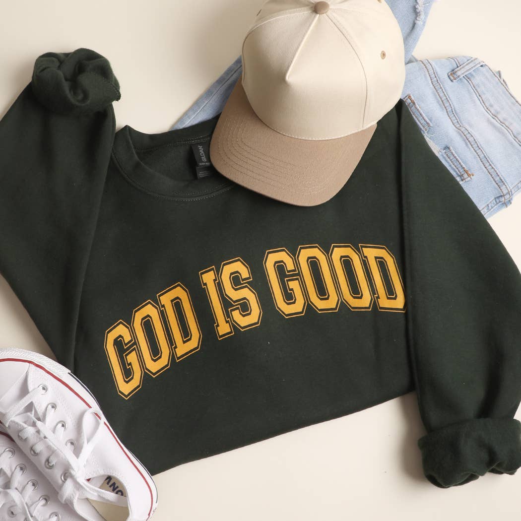 God Is Good Varsity-Style Heavyweight Sweatshirt