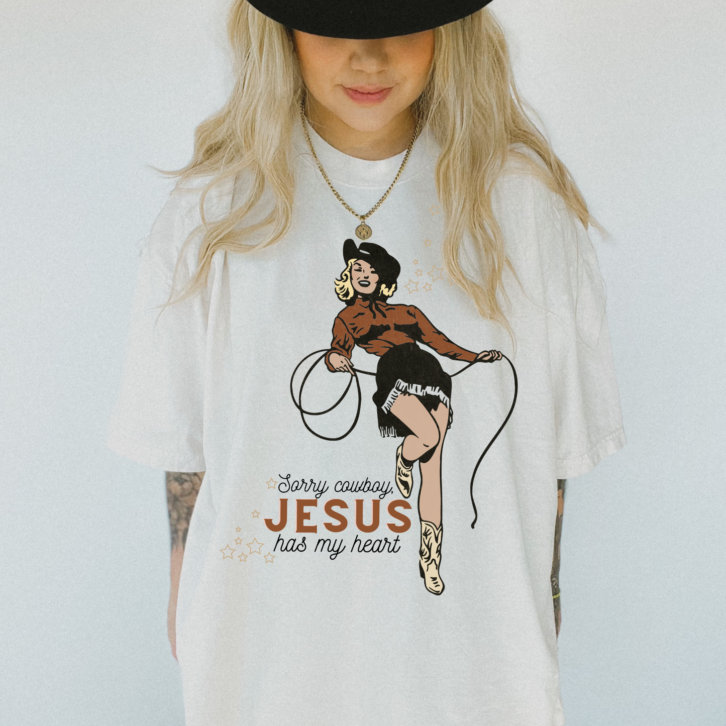 Sorry Cowboy Jesus Has My Heart Comfort Color Graphic Tee
