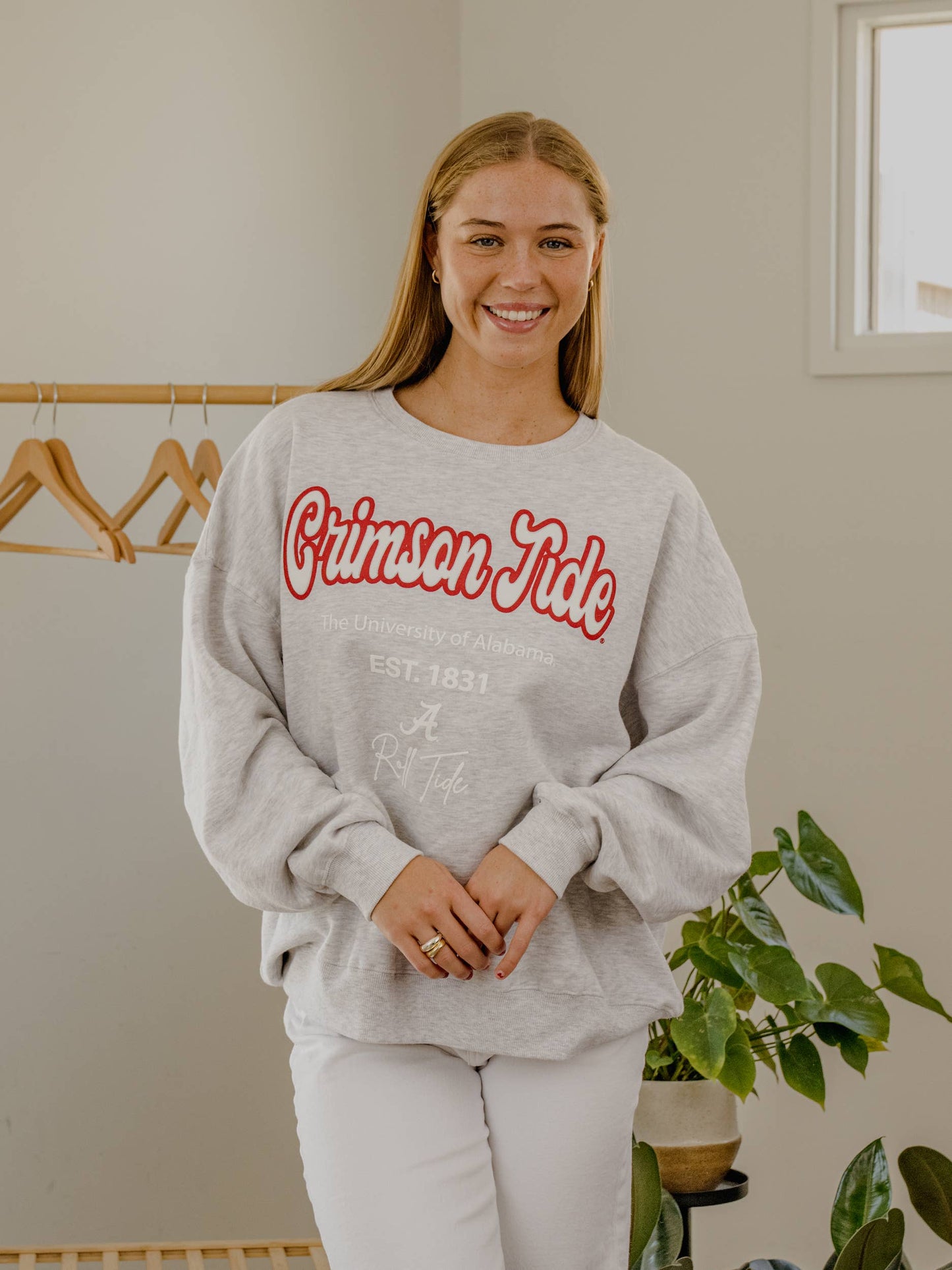 Bama Crimson Tide Letterman Gray Chrome Hi-Dive Sweatshirt