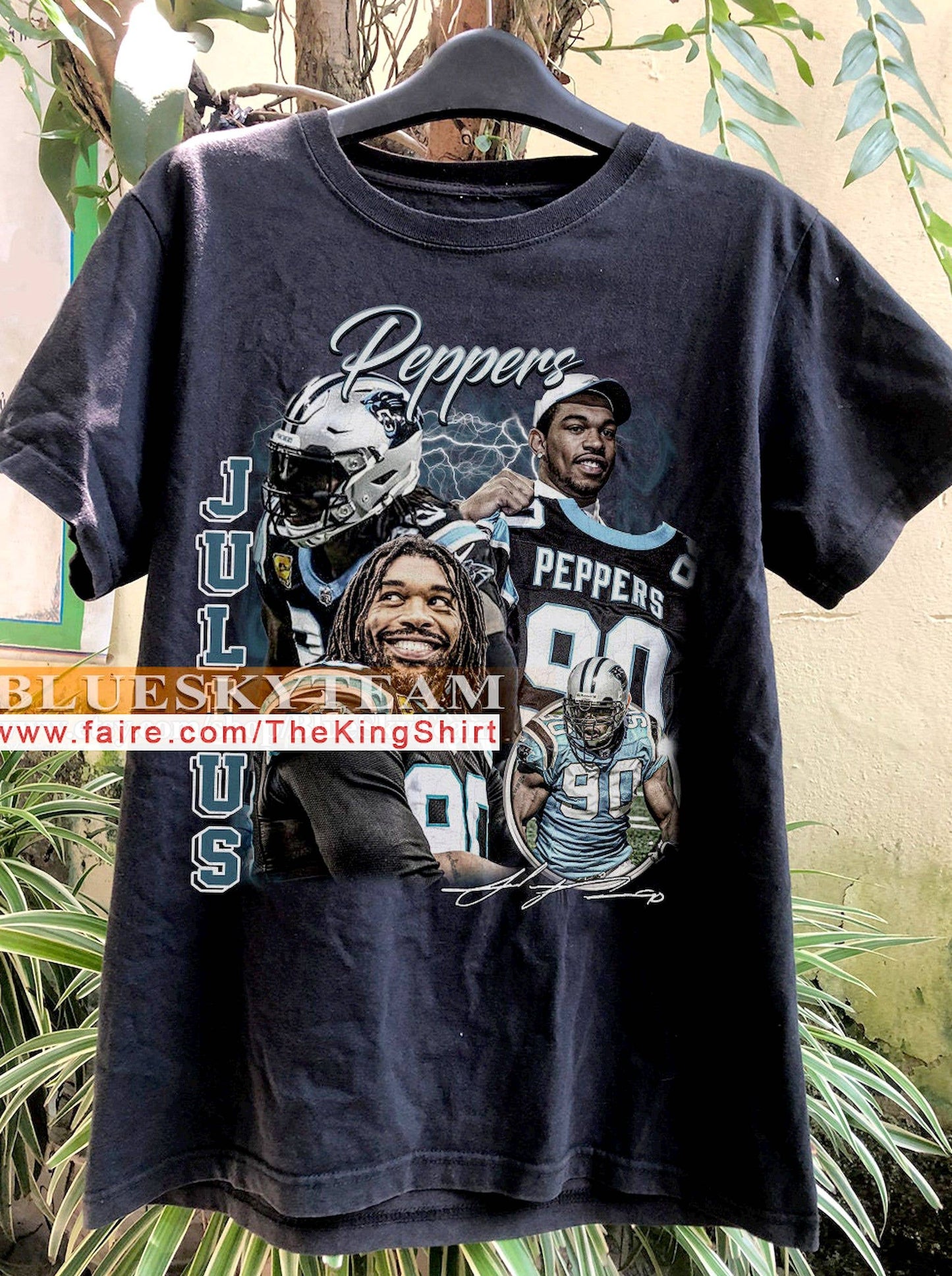 Vintage 90s Julius Peppers Graphic Retro Sport Tee Shirt
