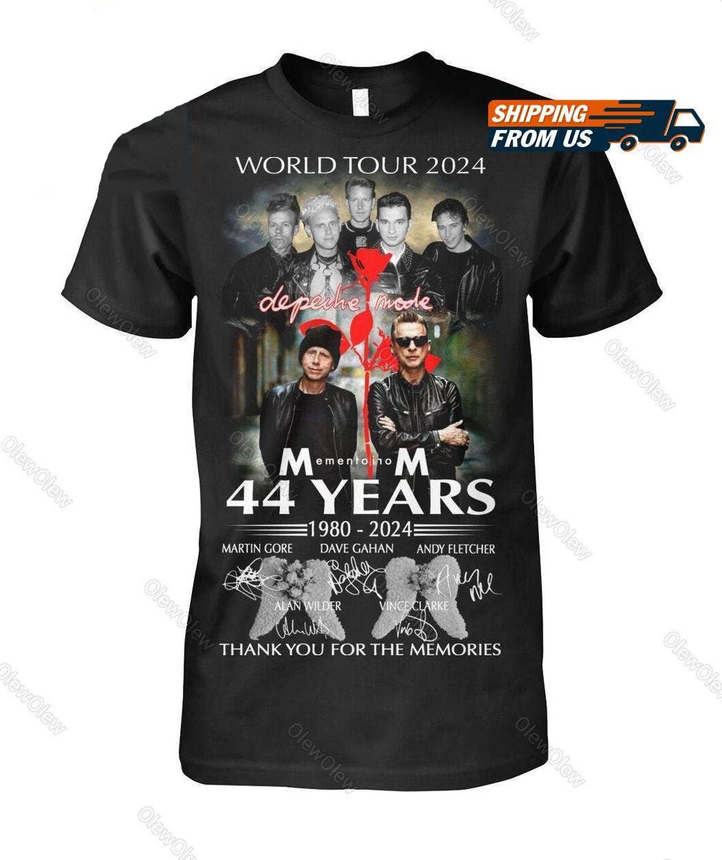 Depeche Mode 44 Years Anniversary 1980-2024 World Tour Shirt