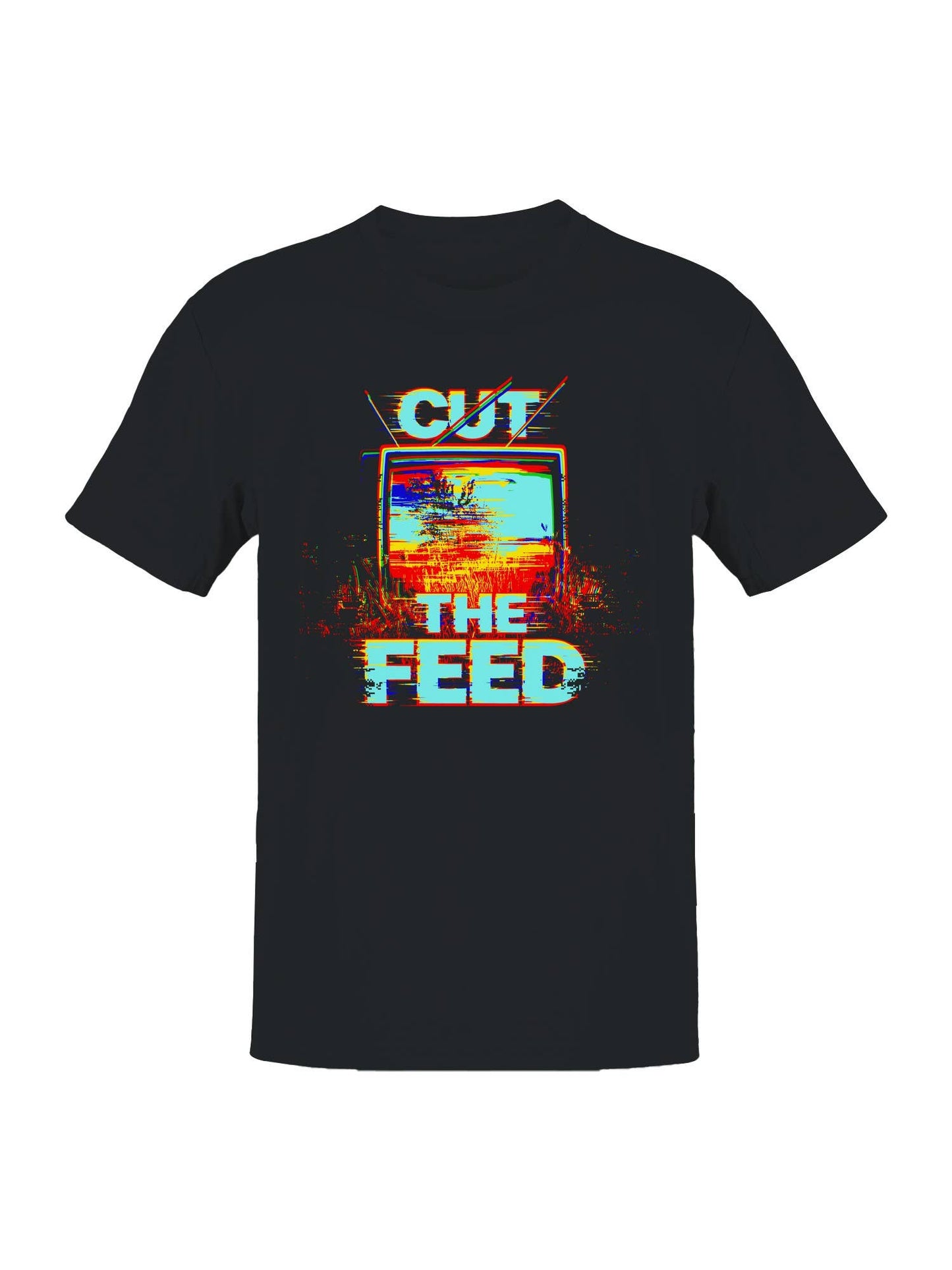 Glitch Art "Cut the Feed" Vintage Men's T-Shirt