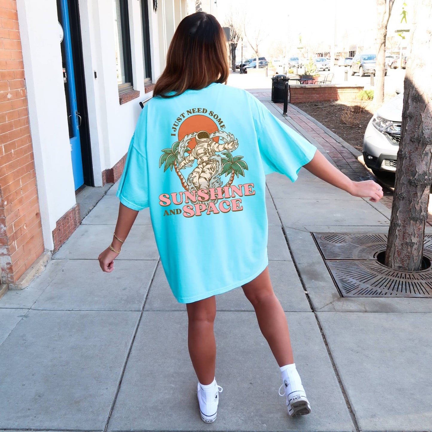 Font&Back Sunshine & Space Summer Comfort Color Graphic Tee