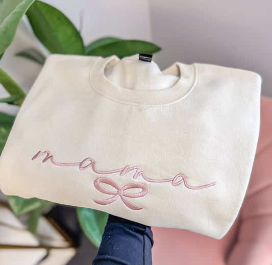 Embroidered Sweatshirt, Embroidered Mama Sweatshirt