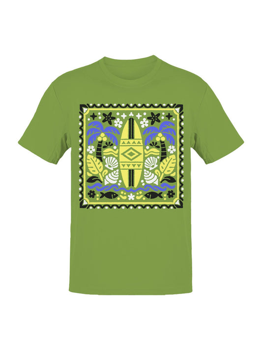 Tropical Surf Design: Palm and Waves Men's T-Shirt