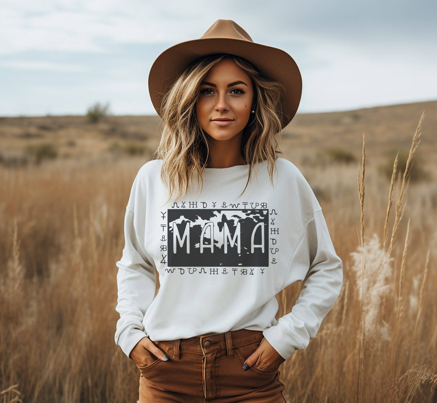 Mama Cowhide Brand Crew Neck Sweatshirt | Mama Sweatshirt