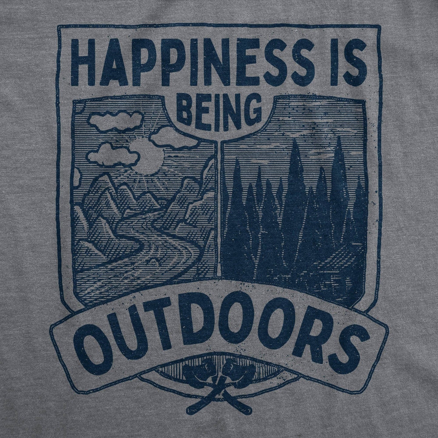 Hapiness Is Being Outdoors Men's Tshirt Camping Graphic Tee