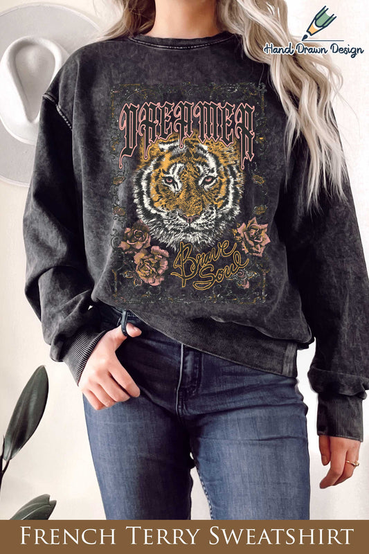 Dreamer Brave Soul Graphix Mineral Terry Sweatshirt
