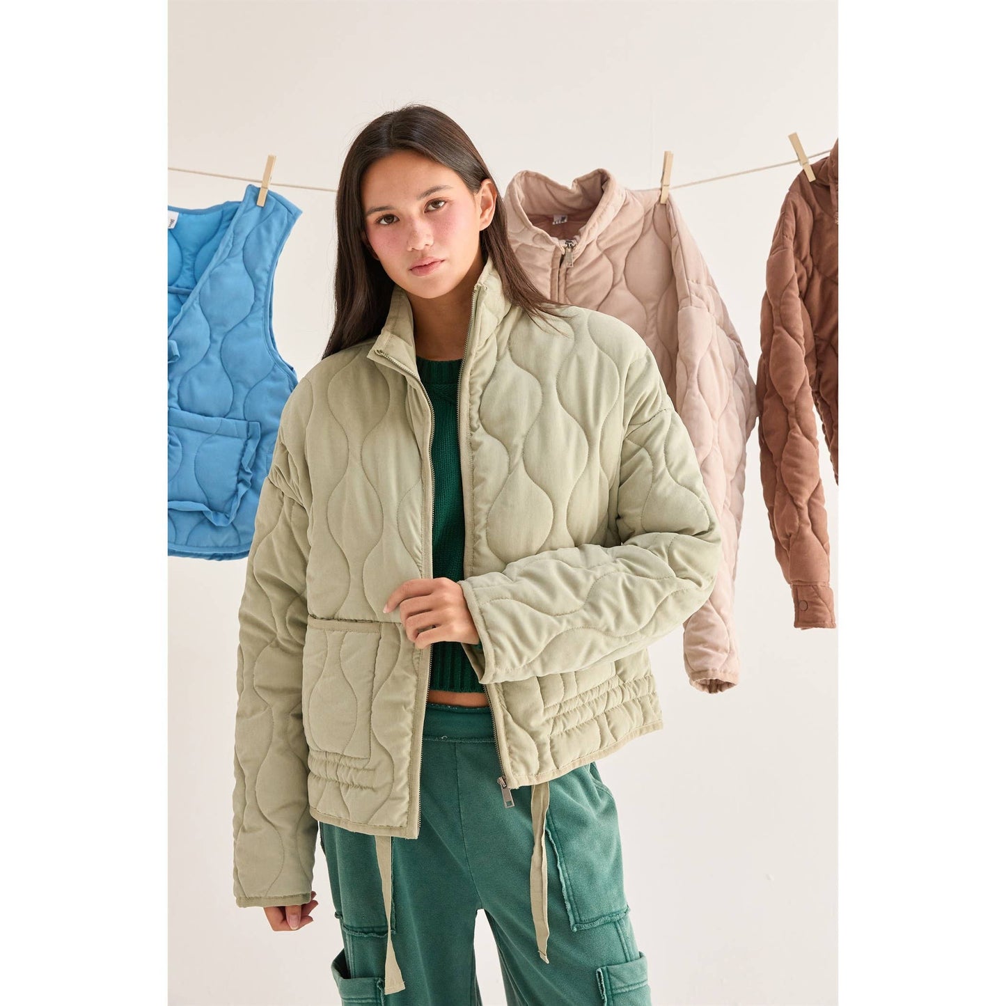 Quilted Jacket with Drawstring Hem