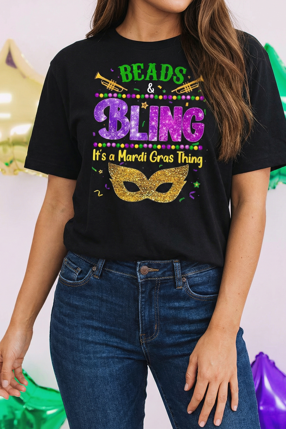 Beads & Bling Its A Mardi Gras Thing Graphic Tee (S-Xl)